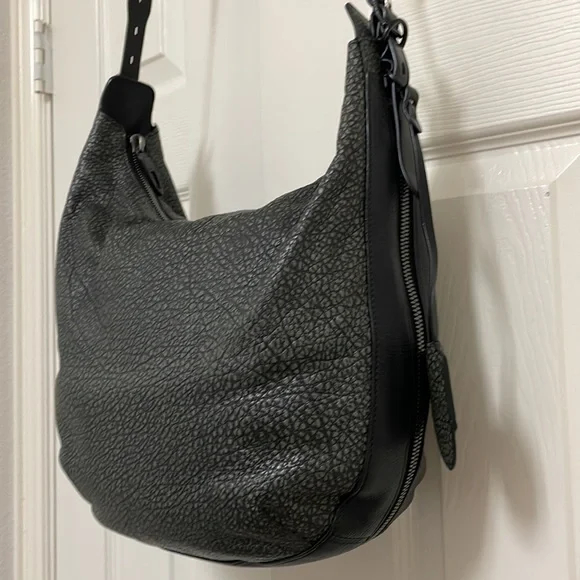 Rag & Bone Iron Grey Leather Bradbury Zip Hobo